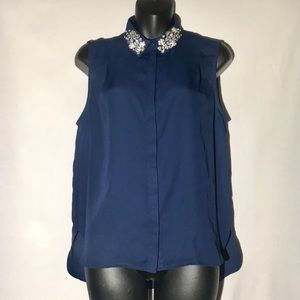 Fashion Union Jeweled Collar Blouse Sz M